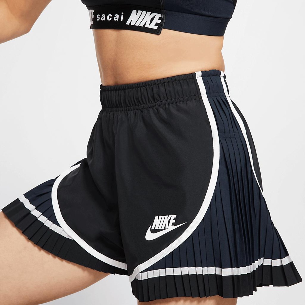 nike x sacai pleated shorts