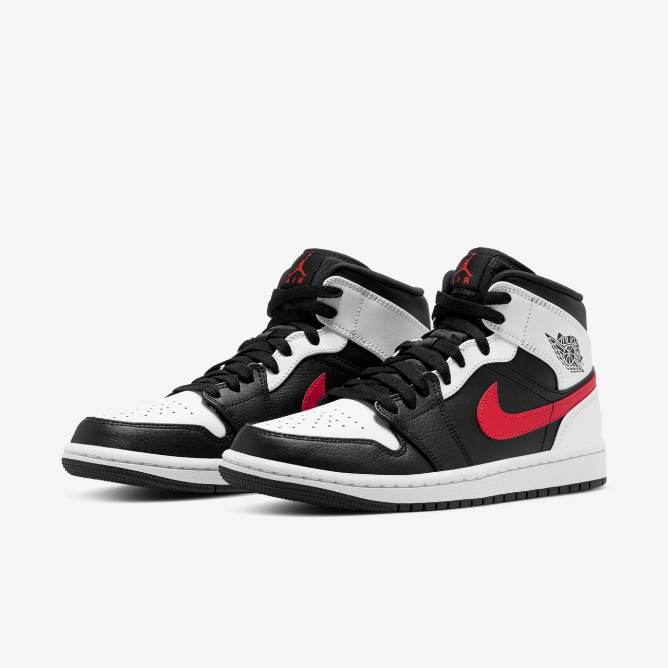 Air Jordan 1 Mid Black/White/Chile Red - Nike