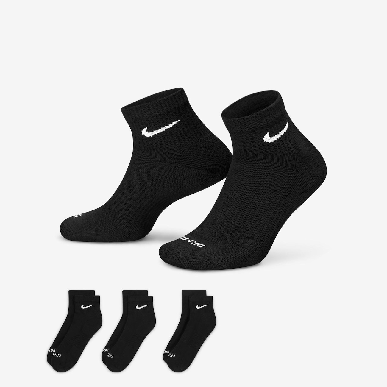 Nike Meias Everyday Plus Lightweight Ankle 3 Pares Cinzento