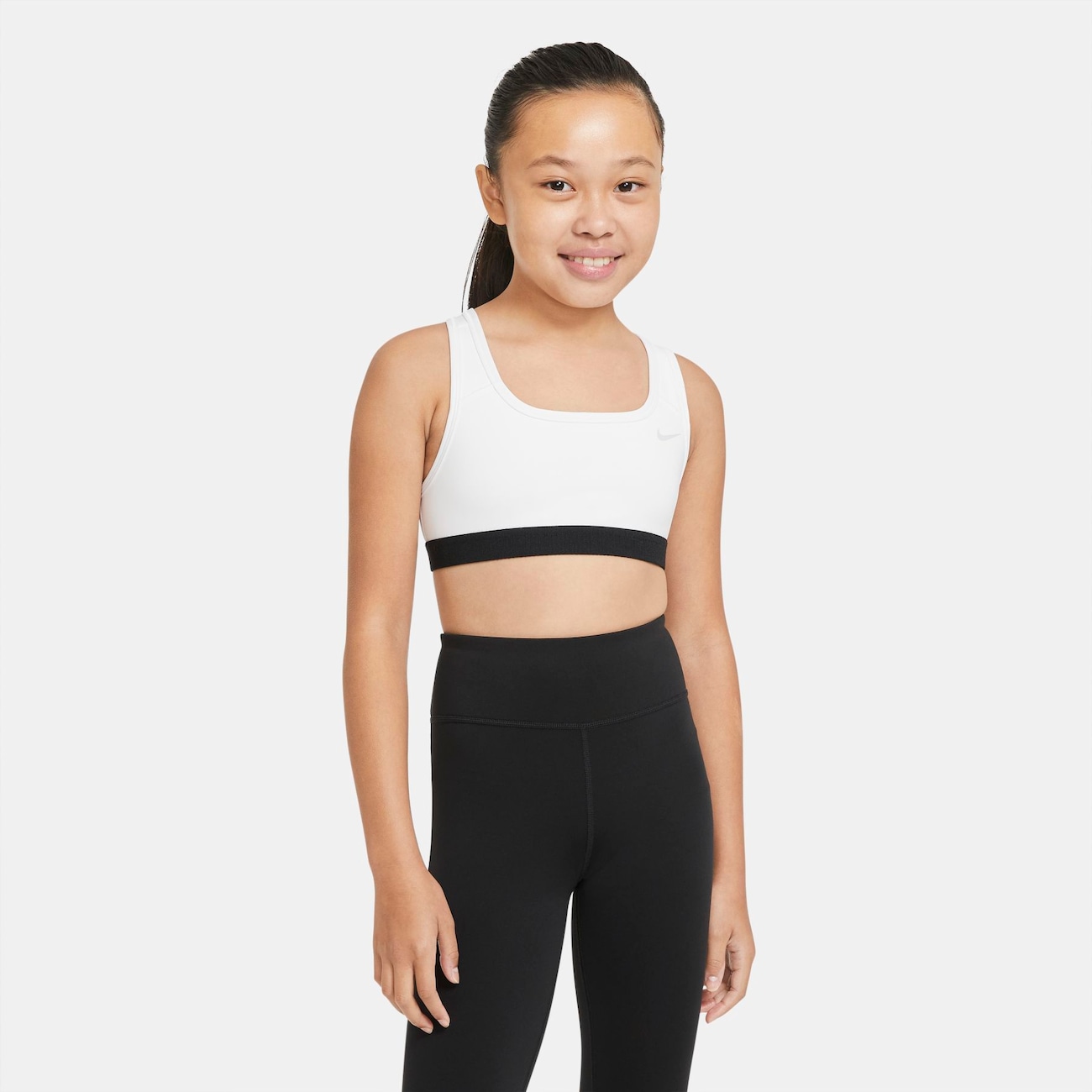 Nike Swoosh-sports-bh til større børn (piger) - hvid