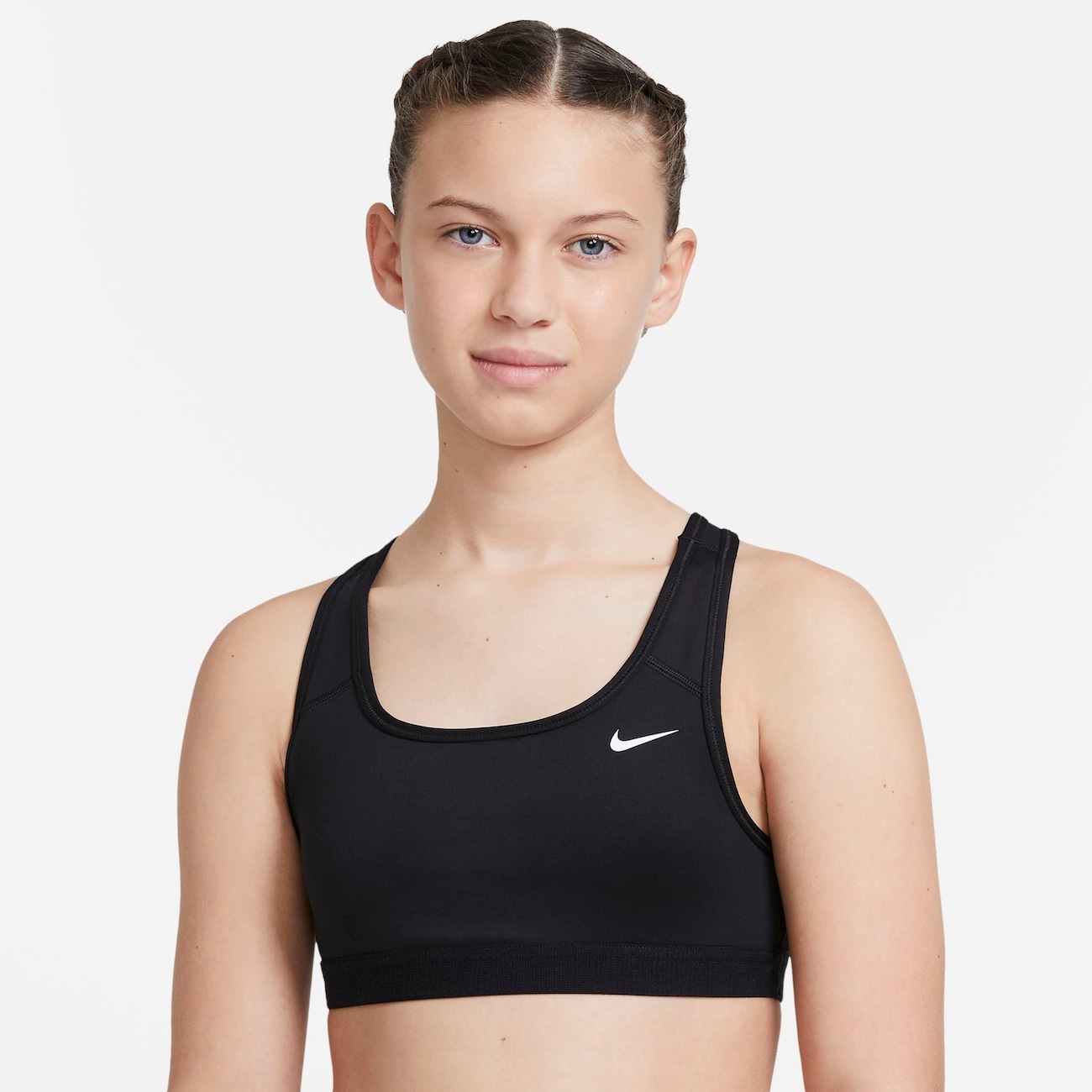 Nike Swoosh-sports-bh til større børn (piger) - sort