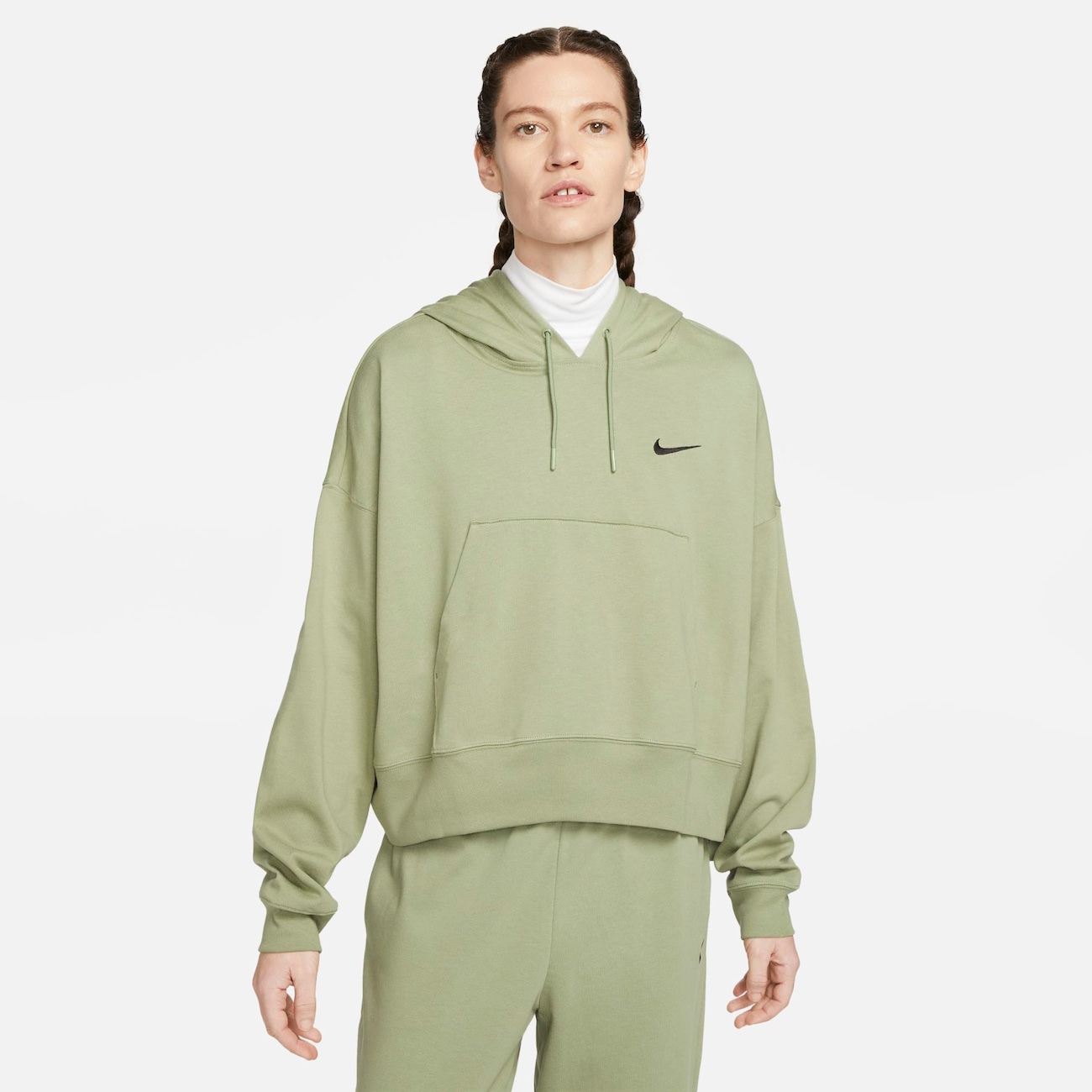 Overdimensioneret Nike Sportswear-pullover-hættetrøje i jersey til kvinder - grøn