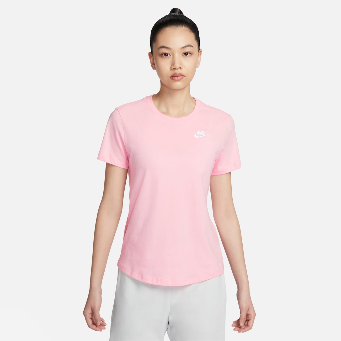 Camiseta Nike Sportswear Essential Feminina Rosa/Branco - NewSkull