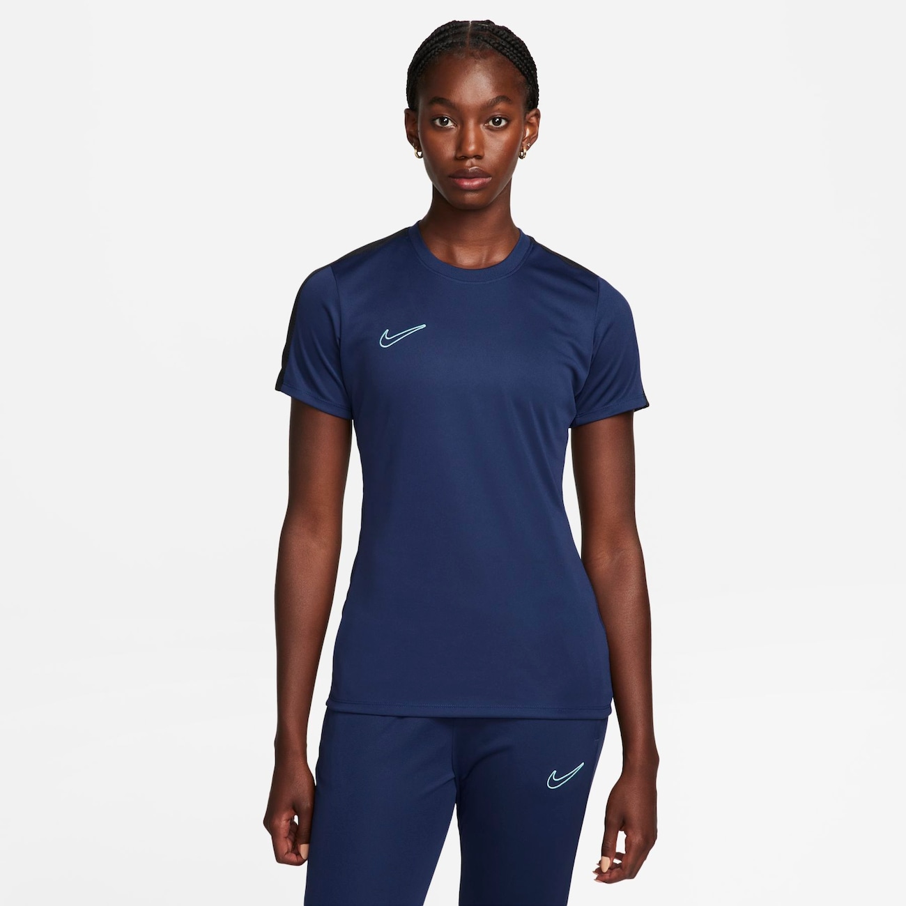 Kortærmet Nike Dri-FIT Academy-fodboldtrøje til kvinder - blå