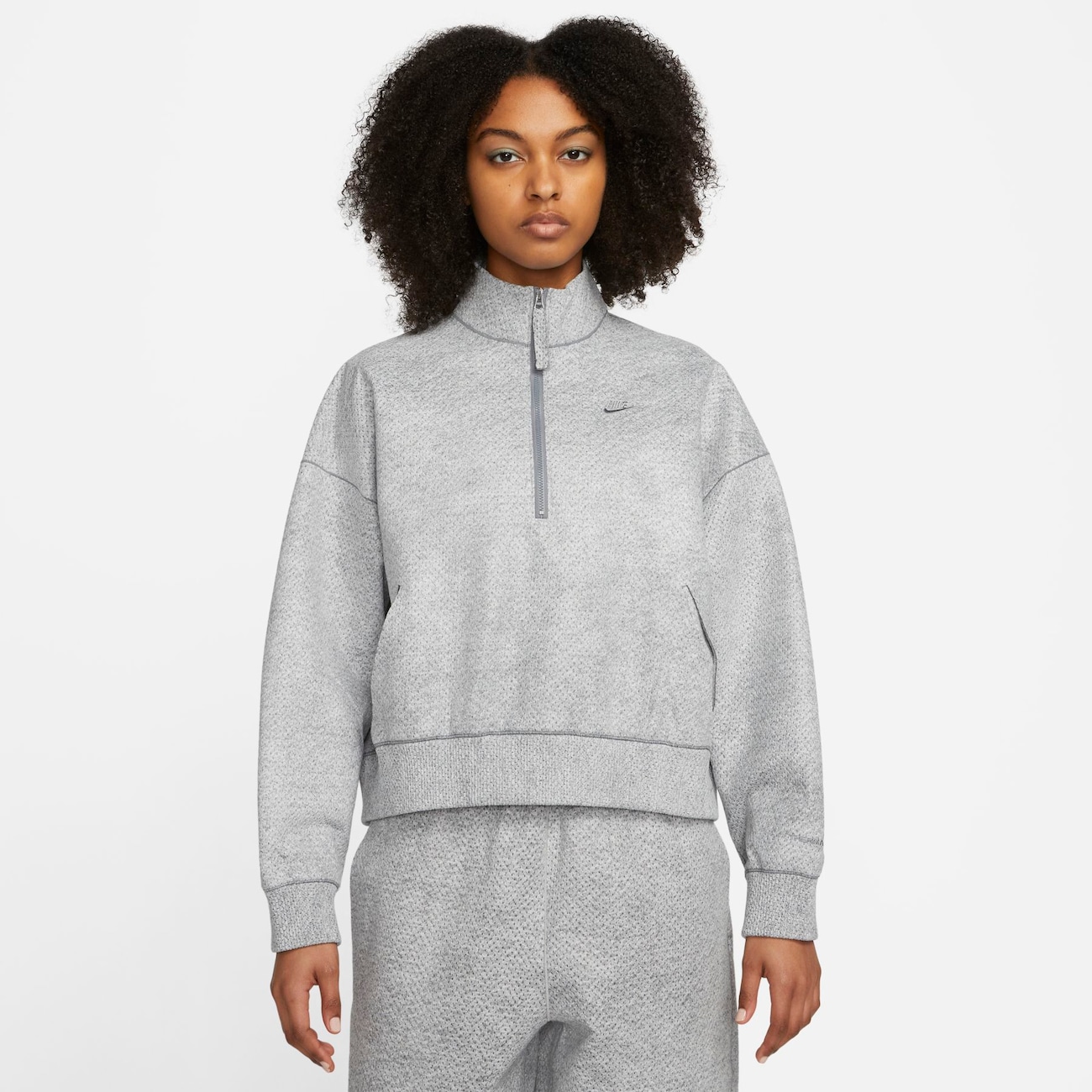Nike Forward-jakke med 1/4 lynlås til kvinder - grå