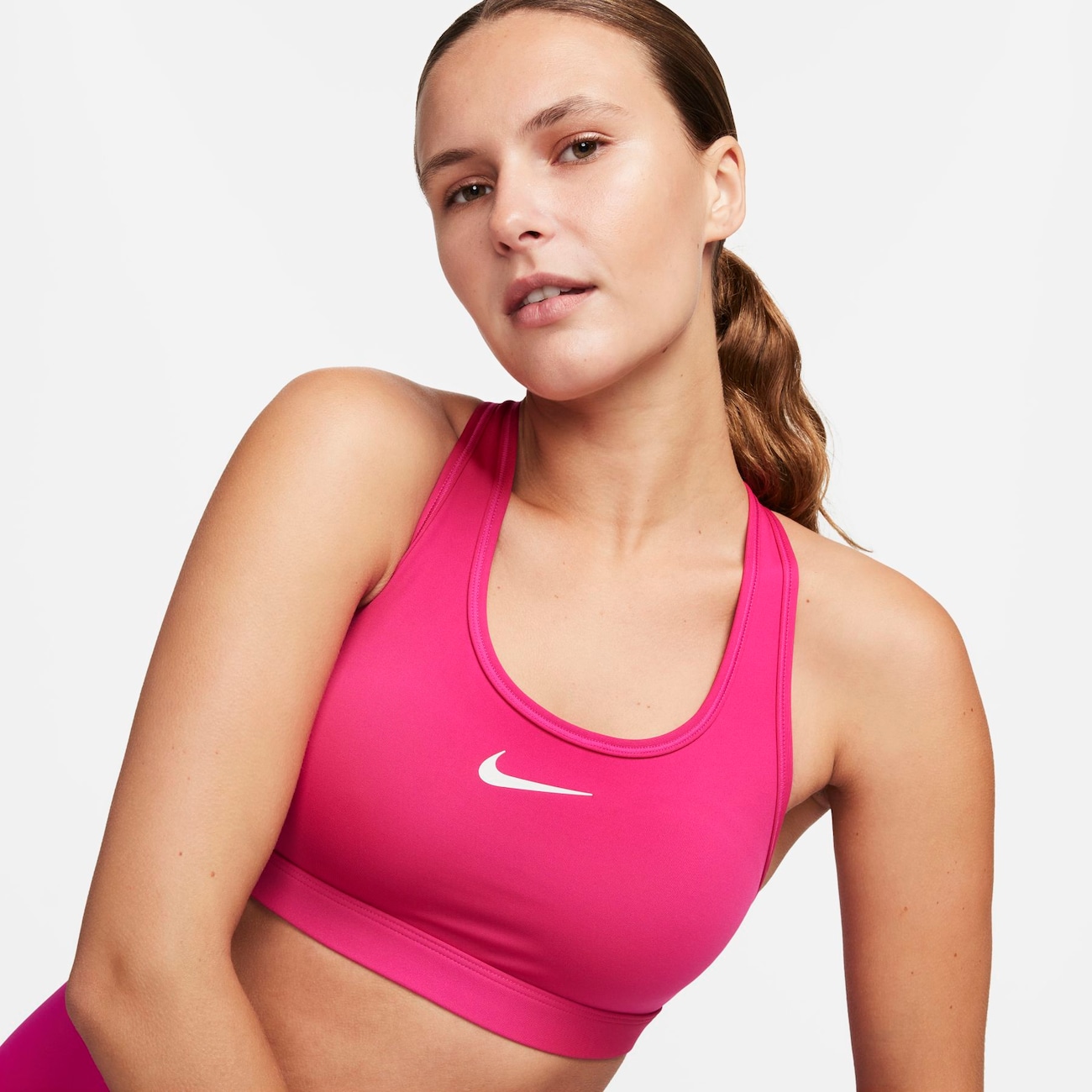 Nike Swoosh Medium Support padded sport-bh - Roze
