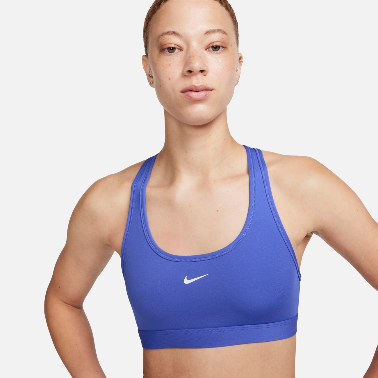 Nike Swoosh Light Support non-padded sport-bh - Blauw