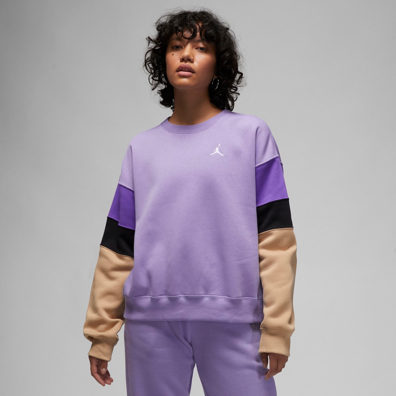 Jordan Brooklyn Fleece-sweatshirt med rund hals til kvinder - lilla