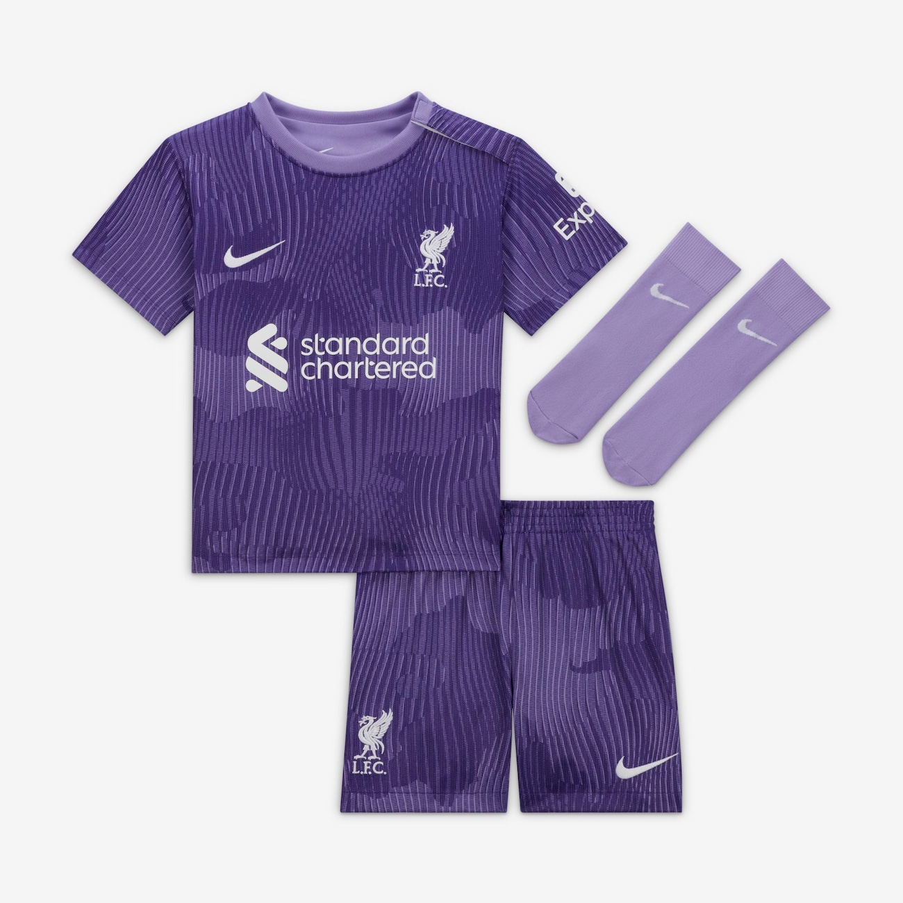 Liverpool FC 2023/24 Derde Nike driedelig voetbaltenue voor baby's/peuters - Paars