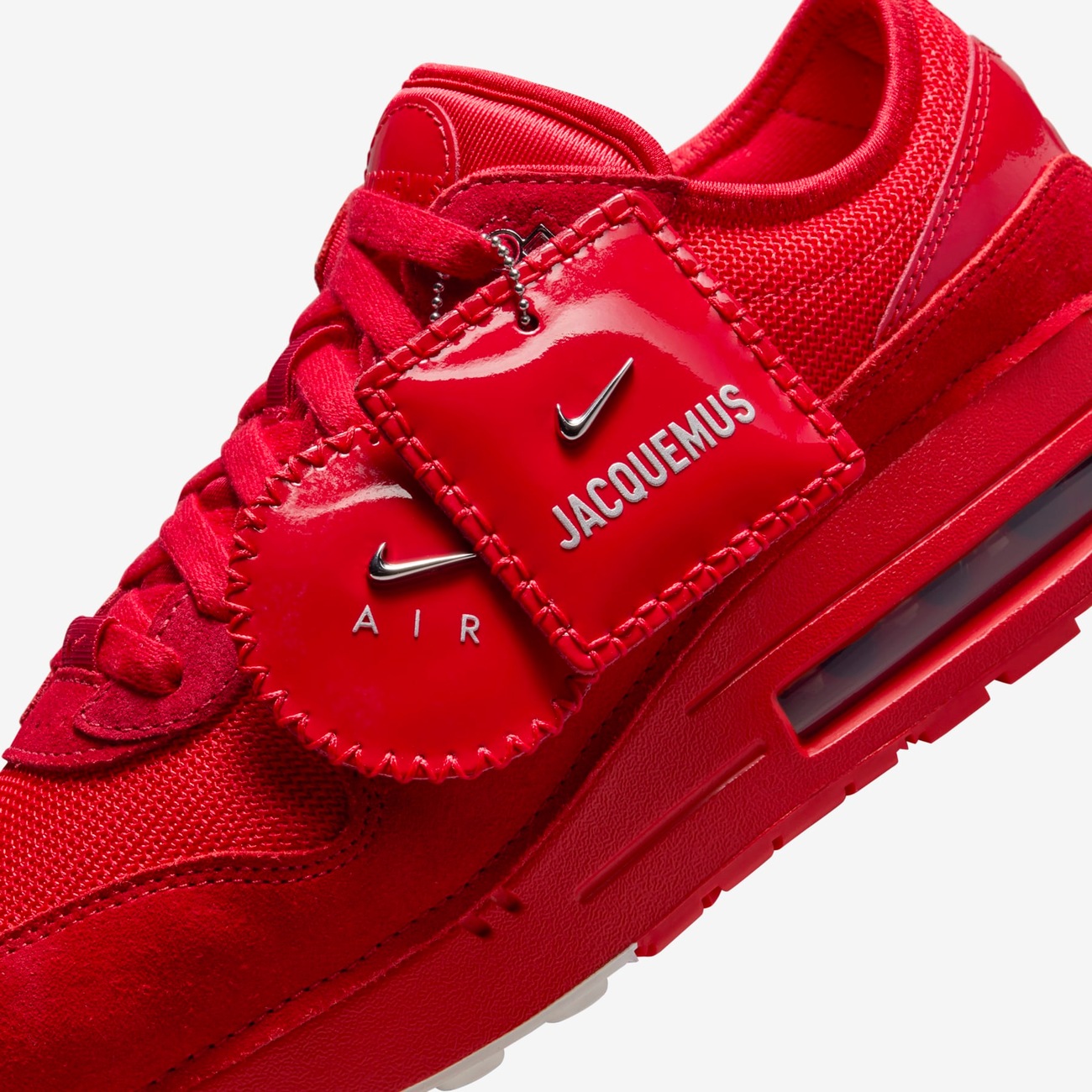 Air Max 1 x Jacquemus University Red and Metallic Silver - Nike