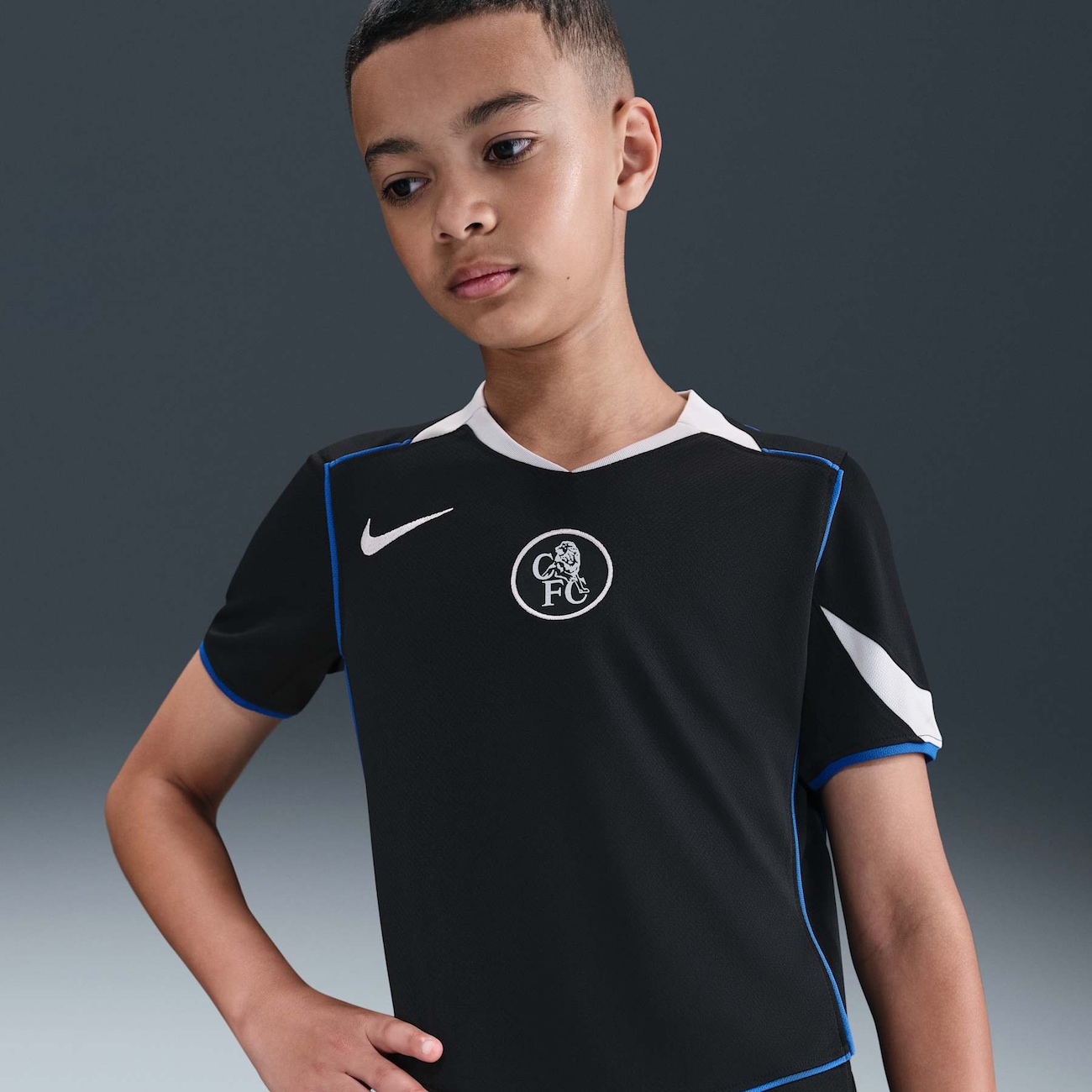 Camisa Chelsea Nike Total 90 III 2025/26 Torcedora Pro Infantil