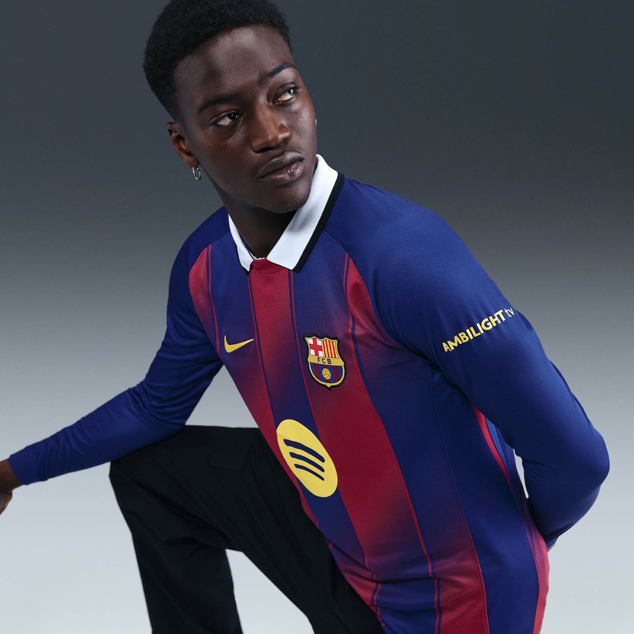 Camisa Barcelona Manga Longa Nike I 2025/26 Torcedor Pro Masculina