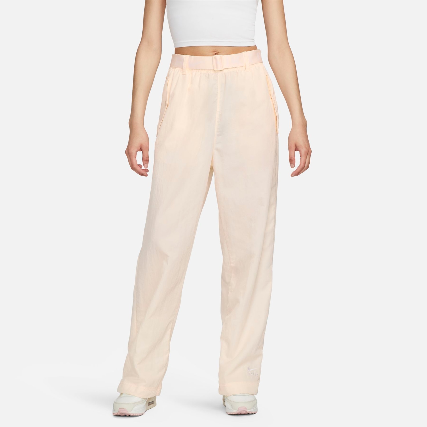 Vista 2 Calça Nike Sportswear Air Woven Feminina Bege Nike Bege