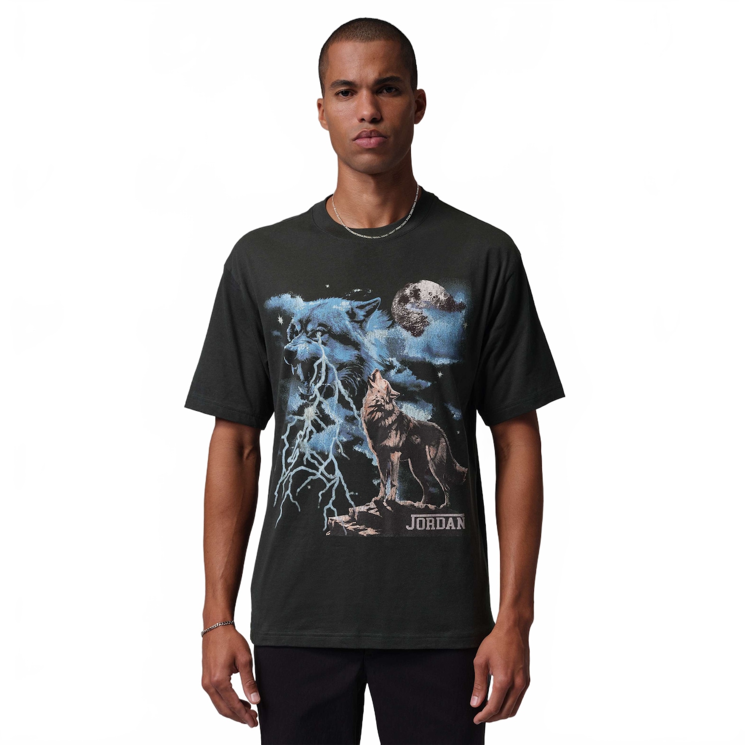 Vista 2 Camiseta Jordan Howl Graphic Masculina Preto Jordan Preto