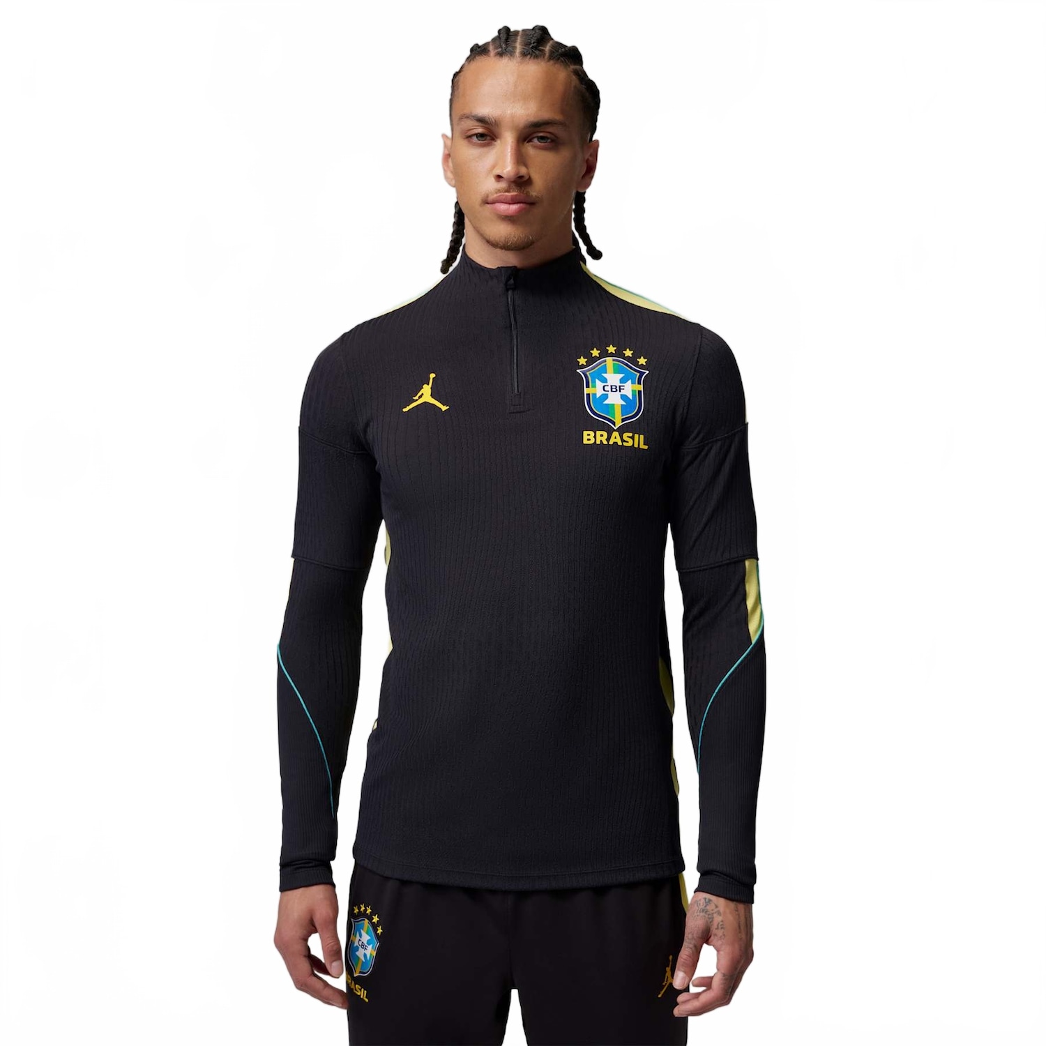 Camiseta Brasil Jordan Manga Longa Strike Elite 2026 Treino Masculina | Cor: Preto | Tamanho: G