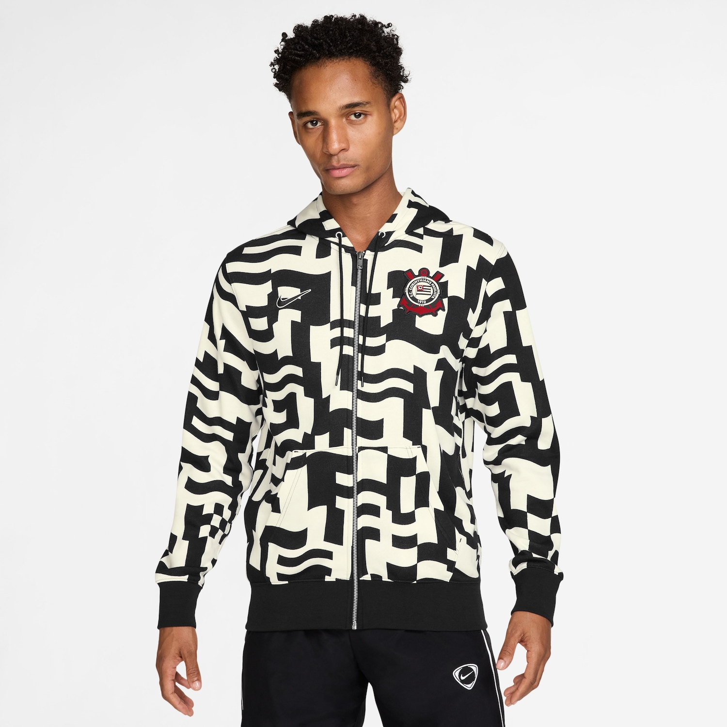 Jaqueta Corinthians Nike Sportswear Club Fleece Masculino | Cor: Branco | Tamanho: G