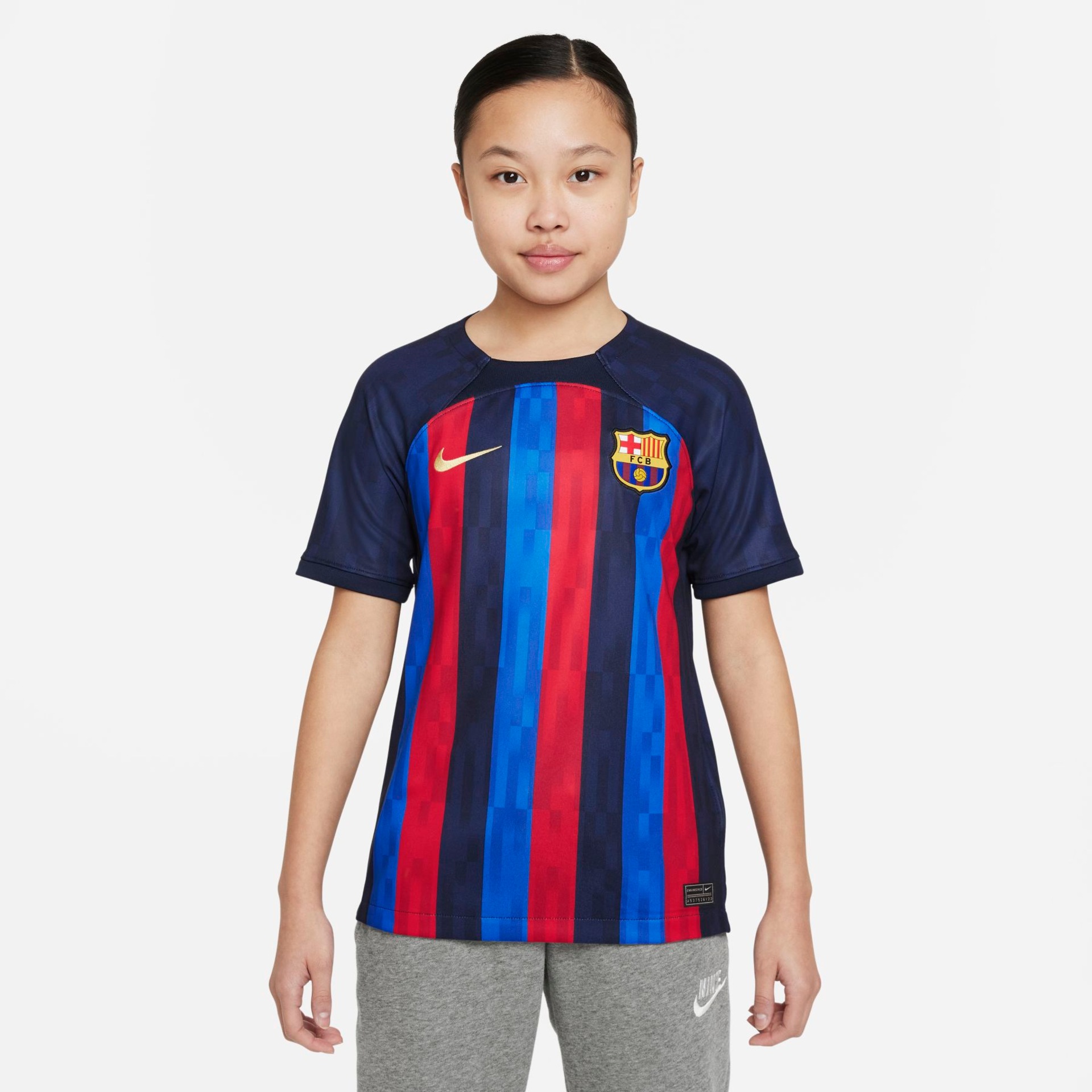 Camisa Nike Barcelona I 2022/2023 Torcedor Infantil - Foto 1
