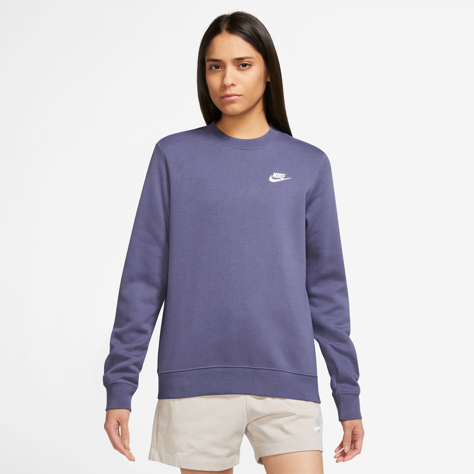 Blusão Nike Sportswear Club Fleece Crew Feminino - Foto 1