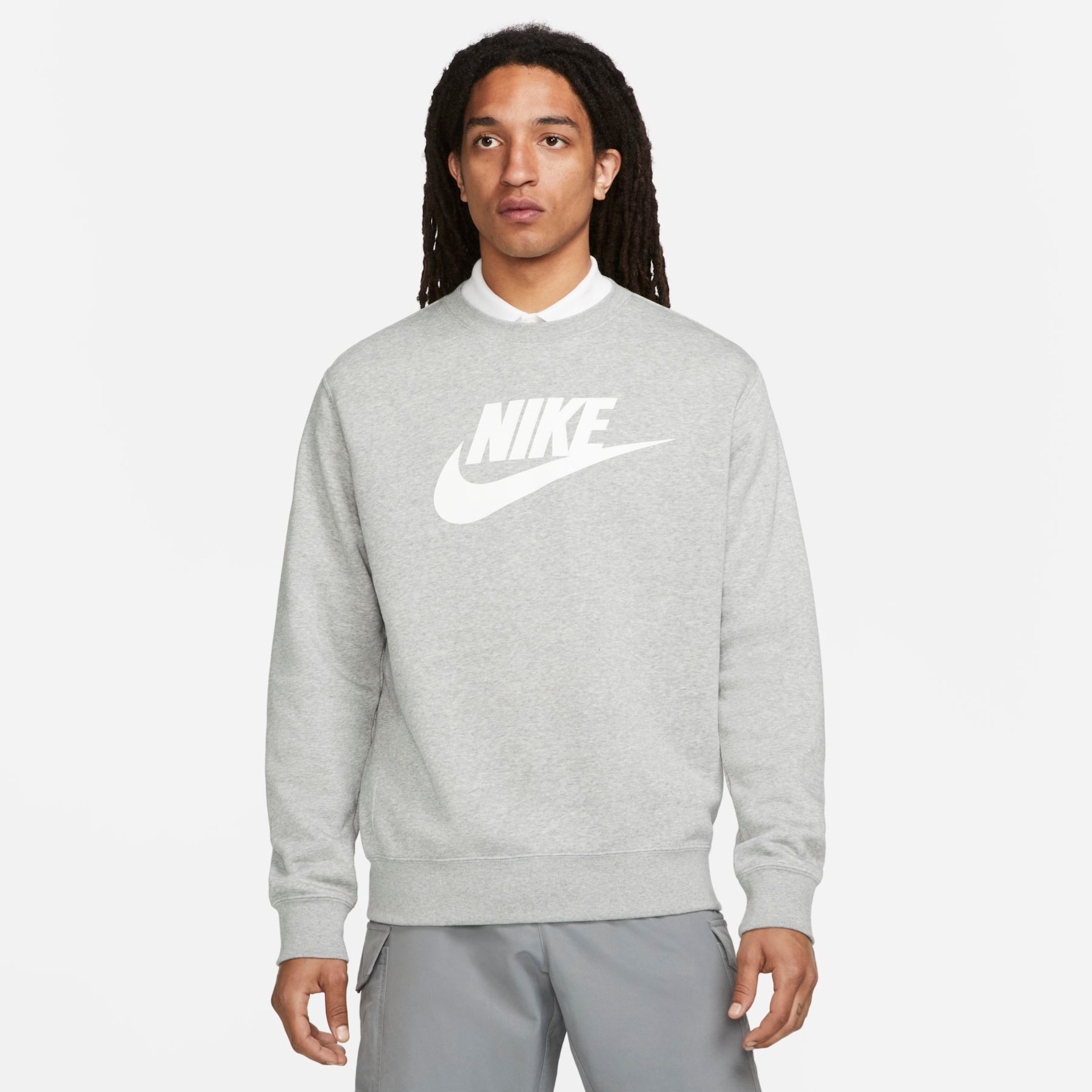 Blusão Nike Sportswear Club Fleece Crew Masculino - Foto 1