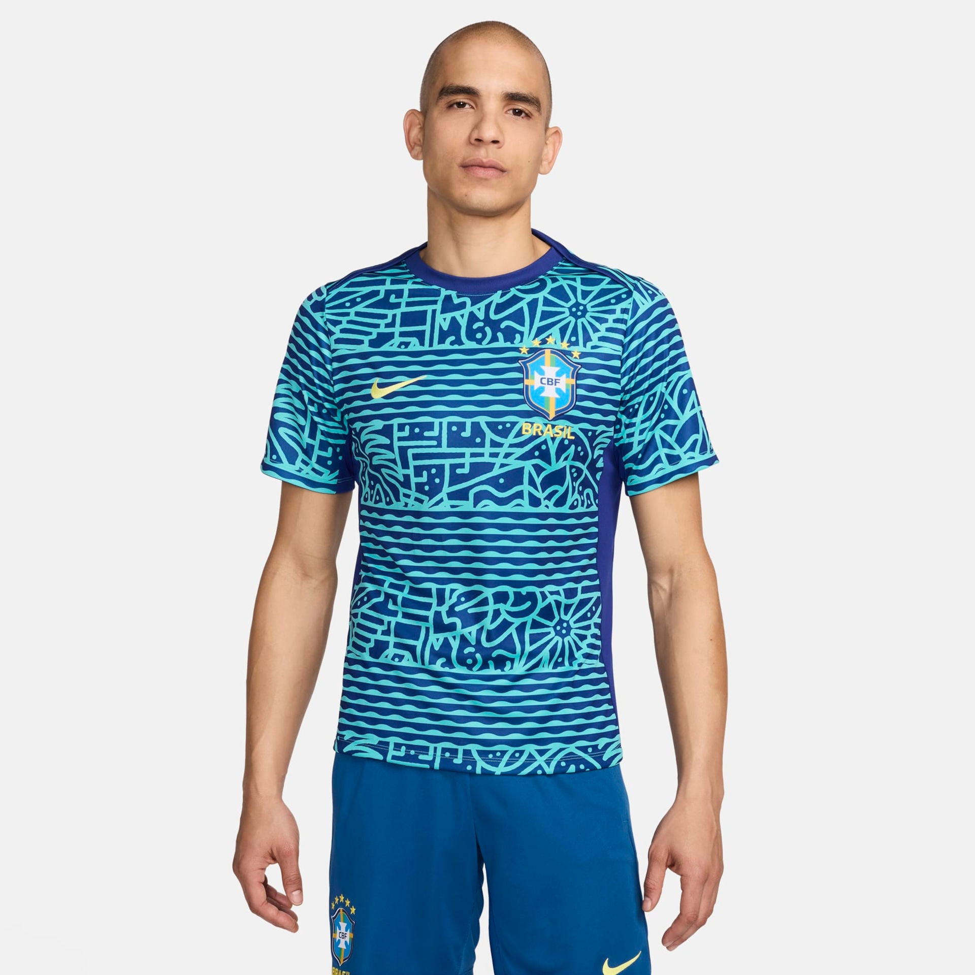 Camisa Nike Brasil Pré-Jogo Academy Pro Masculina - Foto 1