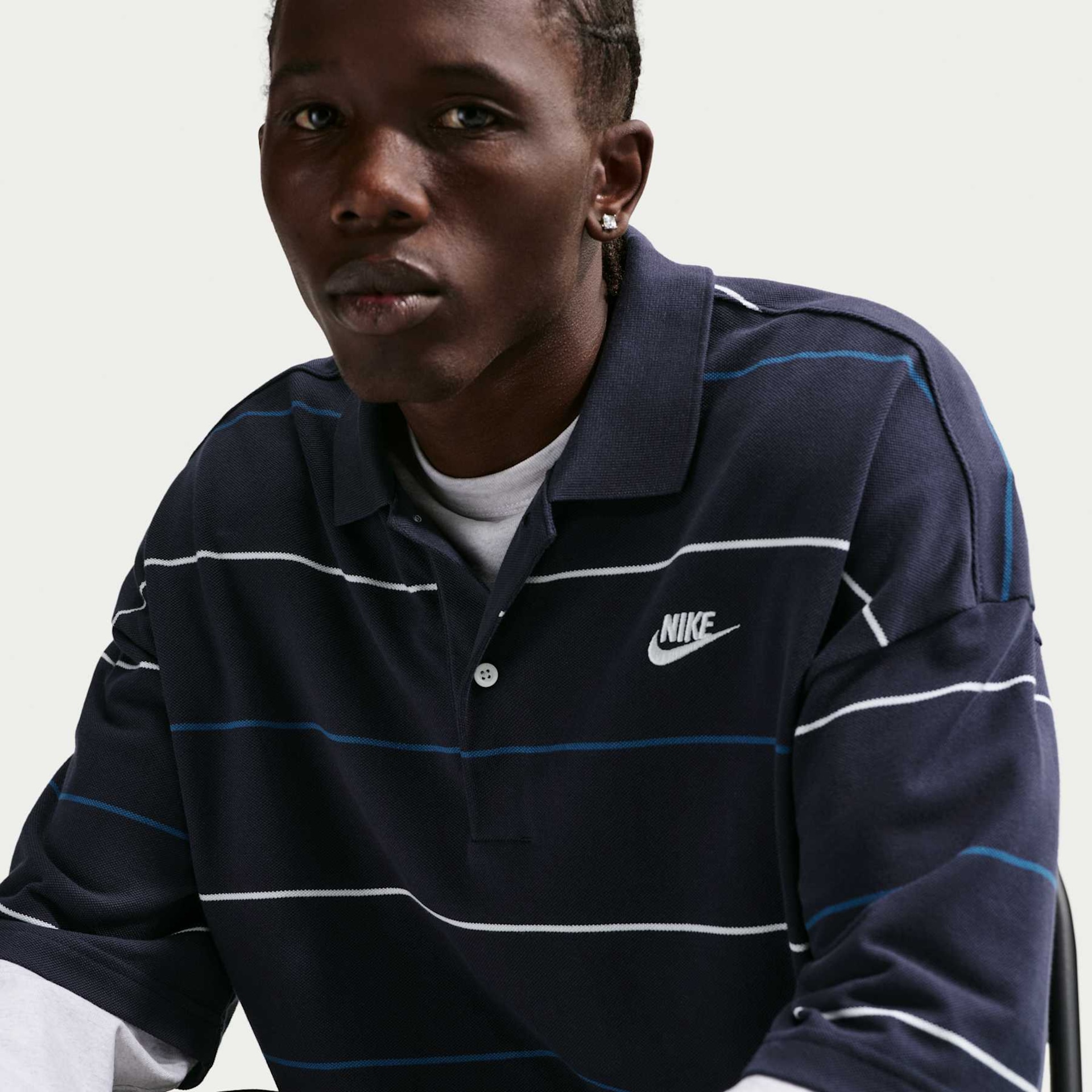 Camisa Polo Nike Club Stripe Oversized Masculina - Foto 3