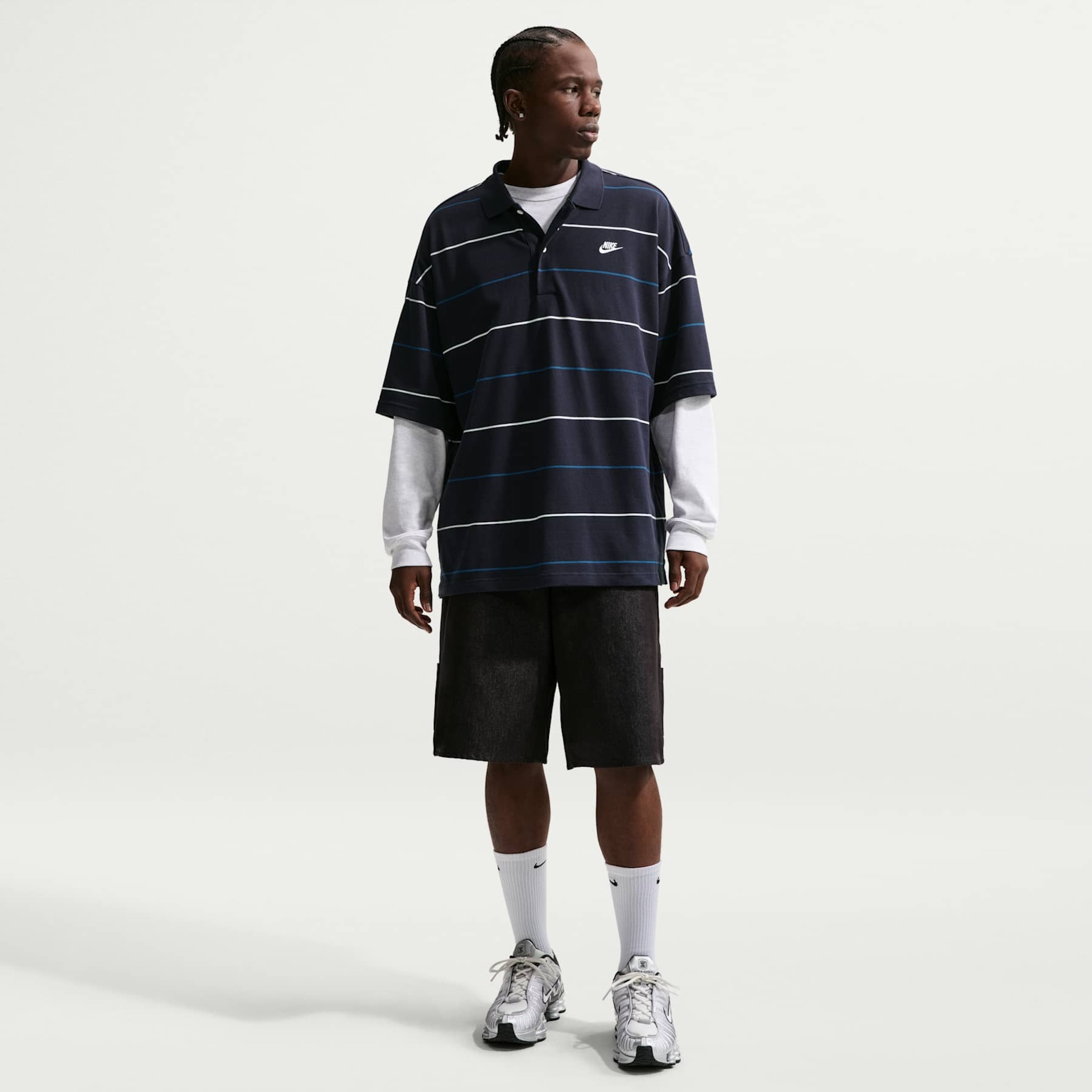 Camisa Polo Nike Club Stripe Oversized Masculina - Foto 4