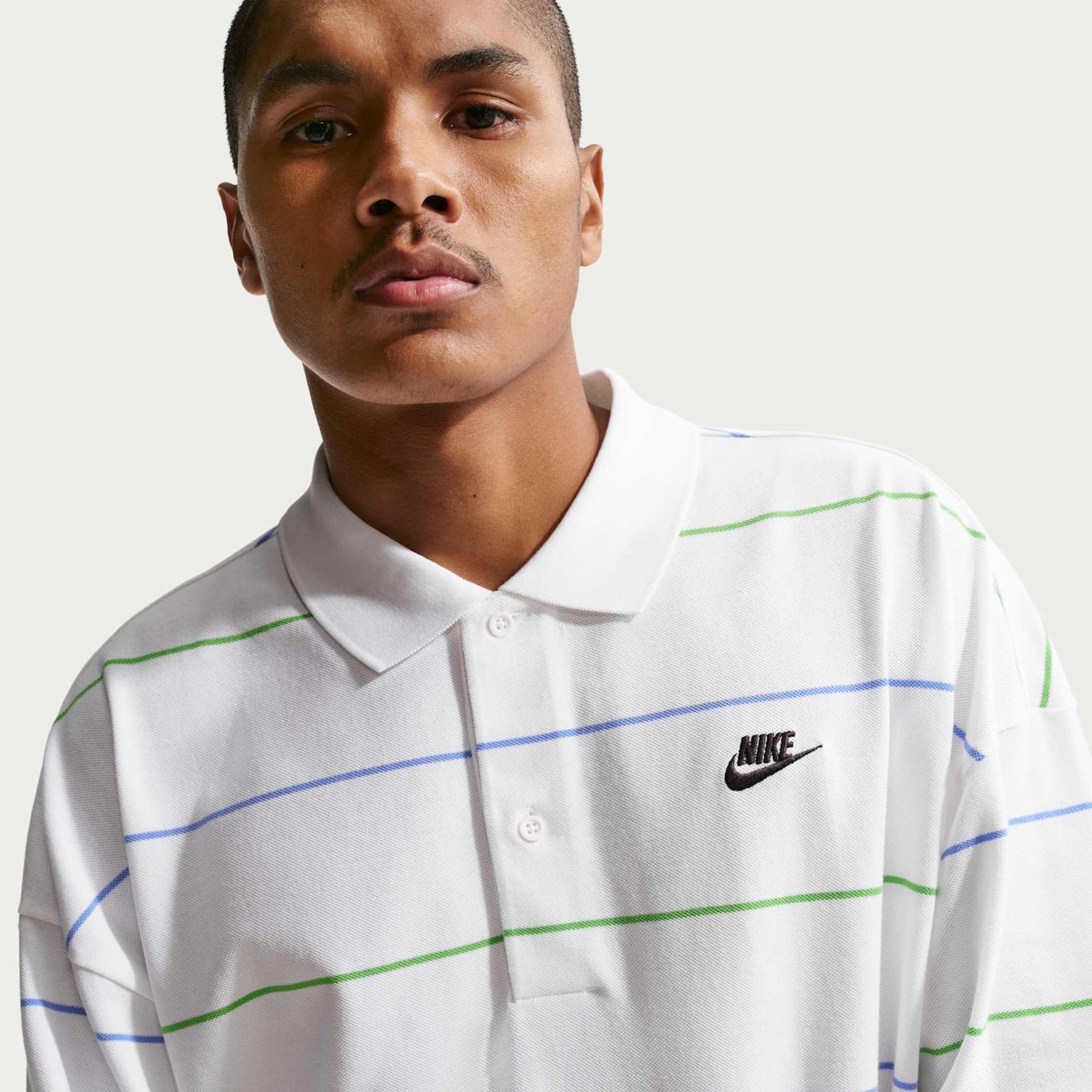 Camisa Polo Nike Club Stripe Oversized Masculina - Foto 3