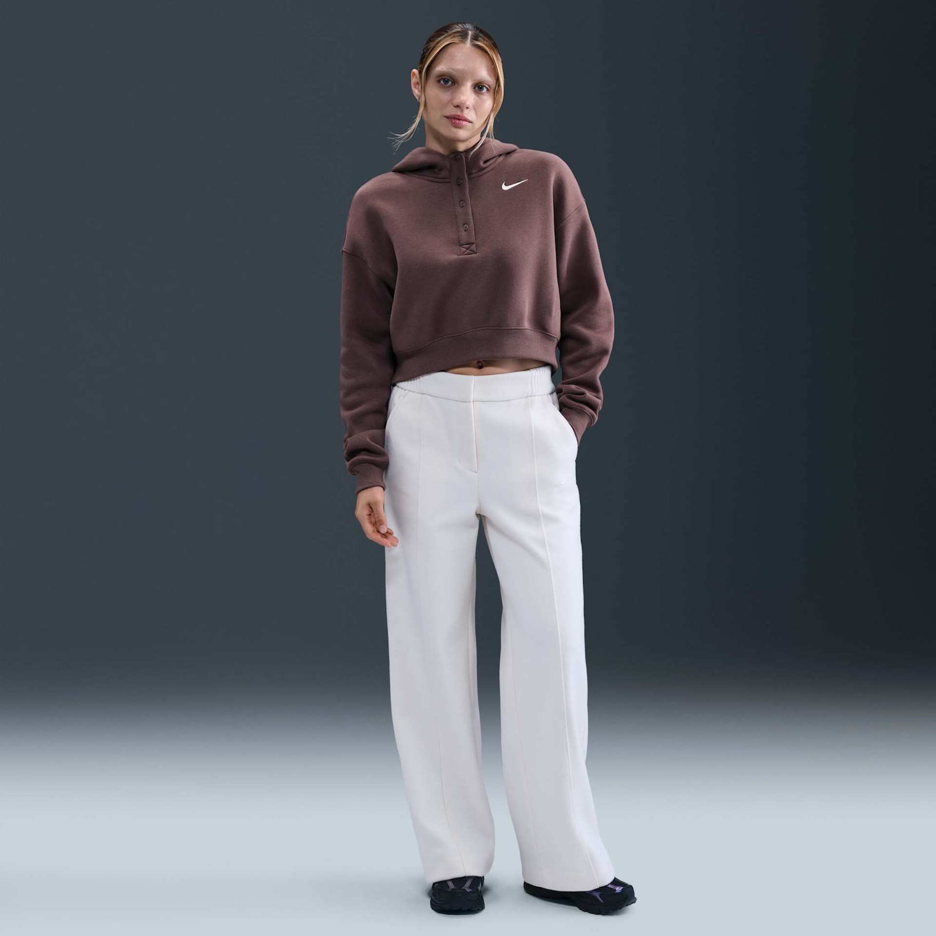 Blusão Cropped Nike Sportswear Phoenix Fleece Oversized Feminino - Foto 4