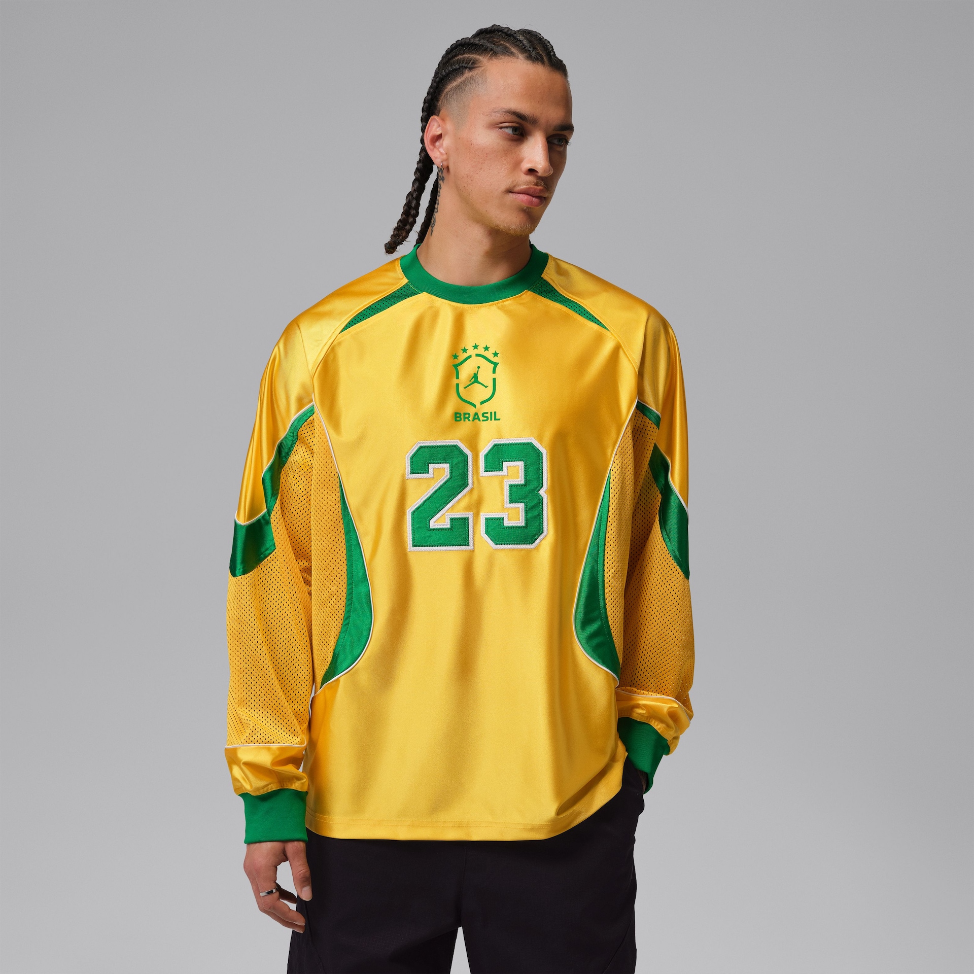 Camiseta Brasil Jordan Manga Longa Goalie Masculina - Foto 1