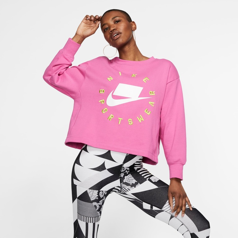 Blusão Nike Sportswear French Terry Crew Feminino - Foto 1