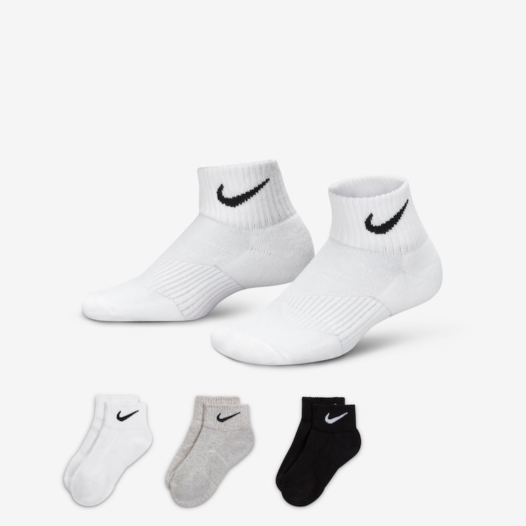 Meia Nike Performance Cushion Quarter (3 pares) Infantil - Foto 1
