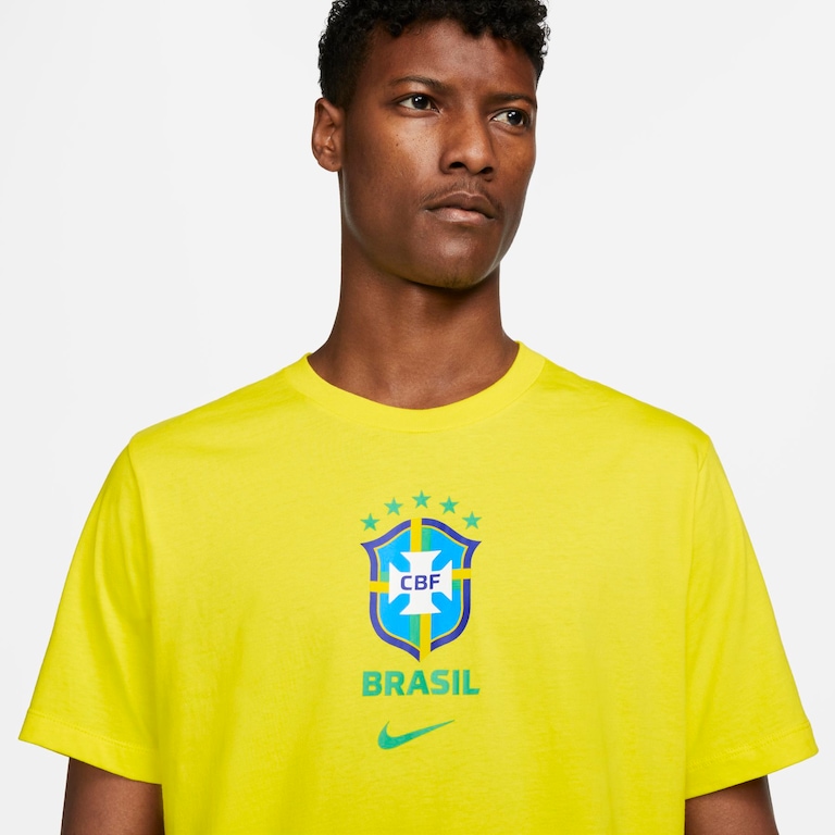 Camiseta Nike Brasil Crest Masculina - Foto 3