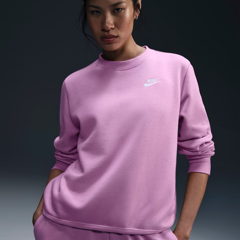 Blusão Nike Sportswear Club Fleece Crew Feminino - Foto 1