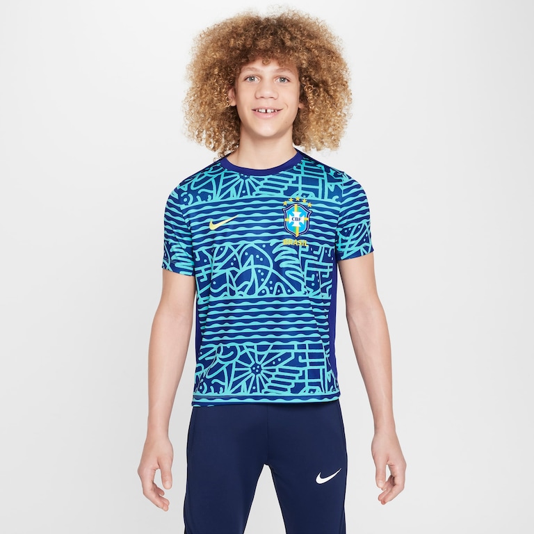 Camiseta Nike Brasil Pré-Jogo Dri-FIT Academy Pro Infantil - Foto 1