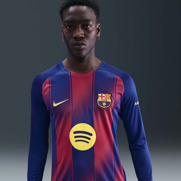 Camisa Barcelona Manga Longa Nike I 2025/26 Torcedor Pro Masculina - Foto 1