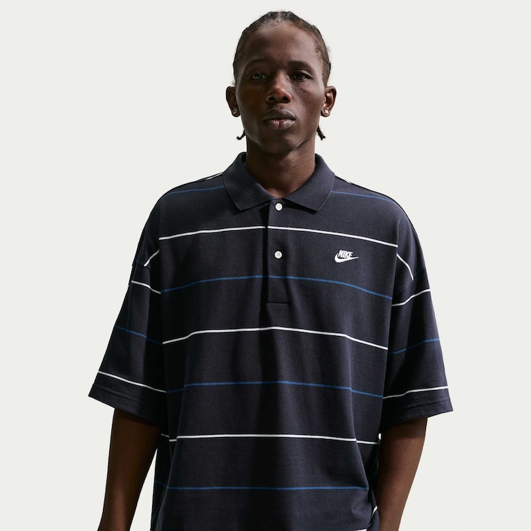 Camisa Polo Nike Club Stripe Oversized Masculina - Foto 1