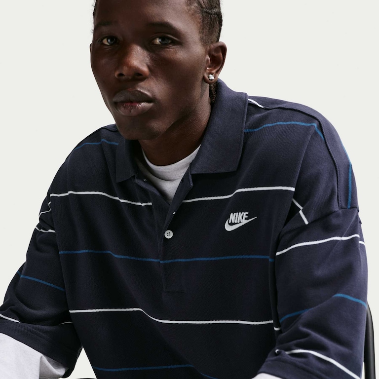 Camisa Polo Nike Club Stripe Oversized Masculina - Foto 3