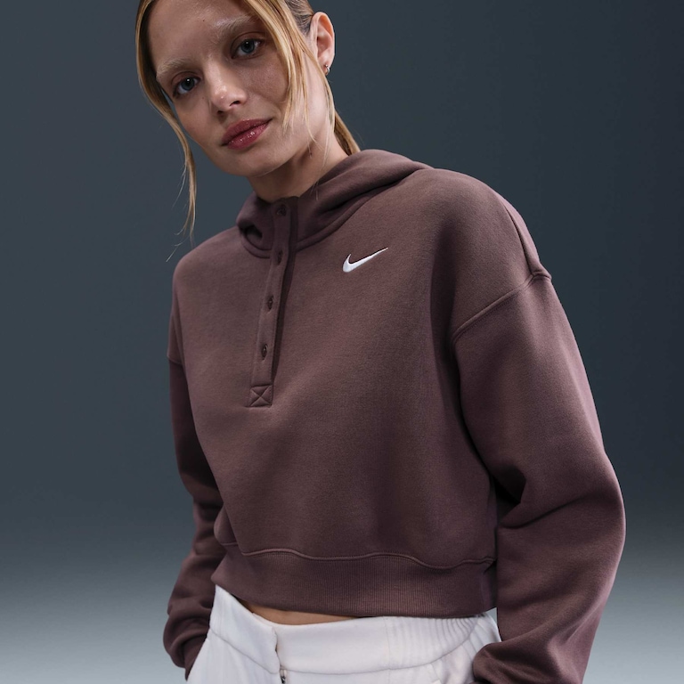 Blusão Cropped Nike Sportswear Phoenix Fleece Oversized Feminino - Foto 1