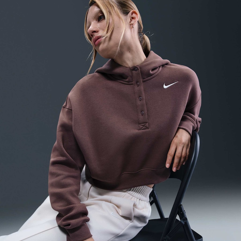 Blusão Cropped Nike Sportswear Phoenix Fleece Oversized Feminino - Foto 3