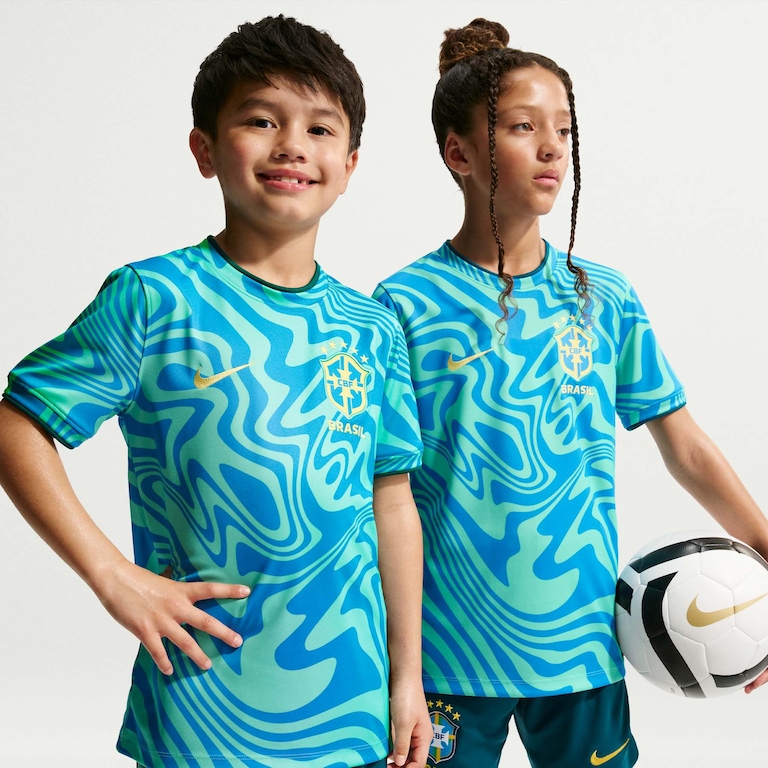 Camiseta Brasil Nike 2026 Pré-Jogo Infantil - Foto 1