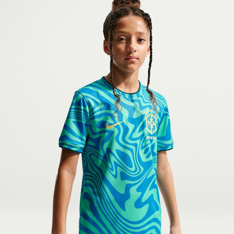 Camiseta Brasil Nike 2026 Pré-Jogo Infantil - Foto 2