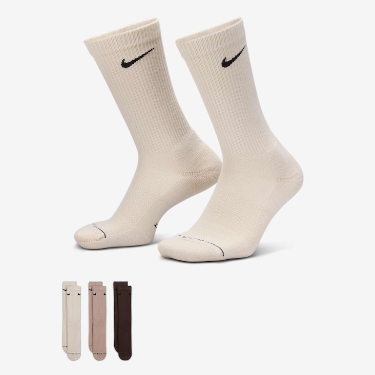 Meia Nike Everyday Elevated Crew (3 Pares) Unissex - Foto 1