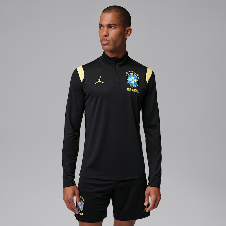 Camiseta Brasil Jordan Manga Longa Academy Pro 2026 Treino Masculina - Foto 1