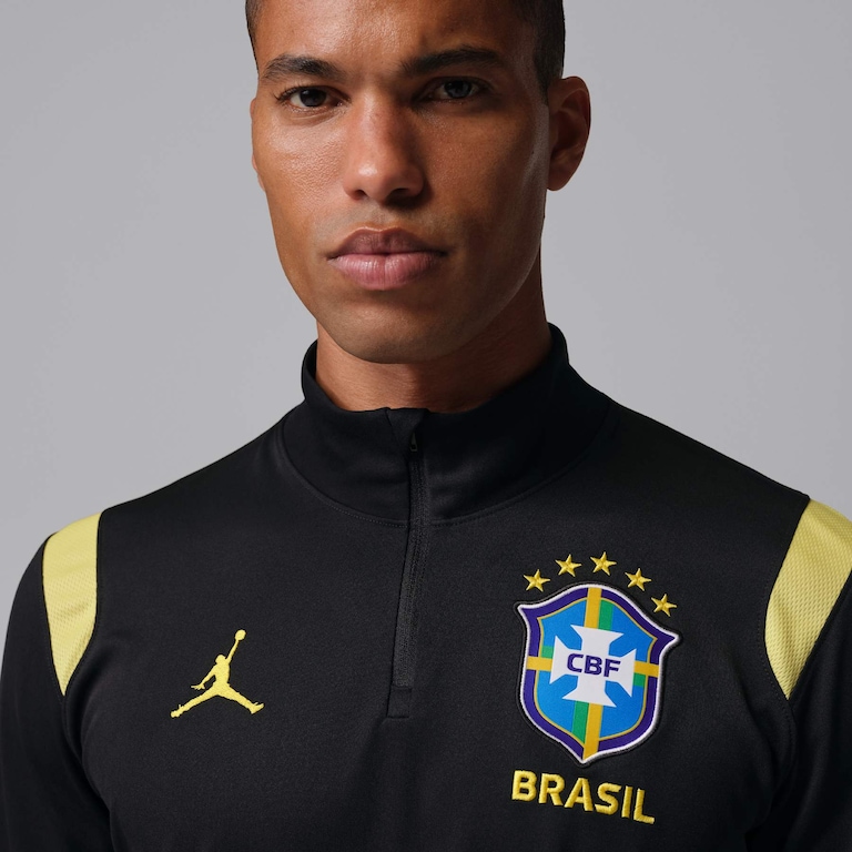 Camiseta Brasil Jordan Manga Longa Academy Pro 2026 Treino Masculina - Foto 3