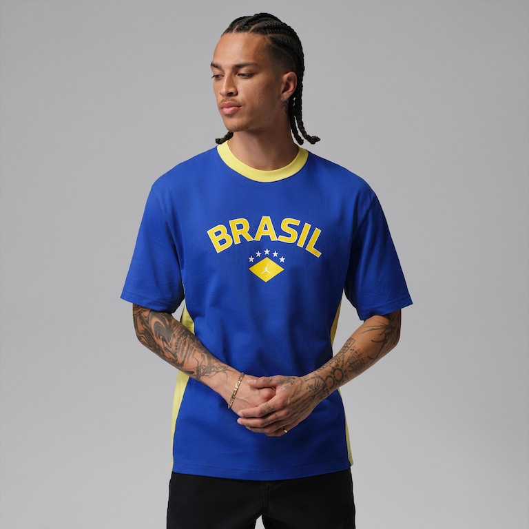 Camiseta Brasil Air Jordan 85 Crew Masculina - Foto 1