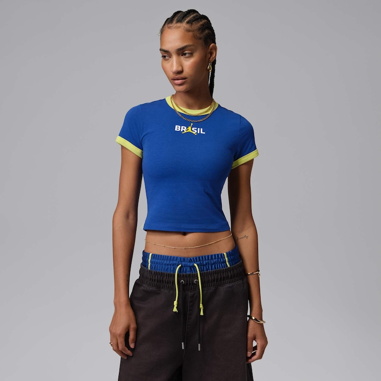 Camiseta Brasil Jordan Retro Crew Feminina - Foto 1