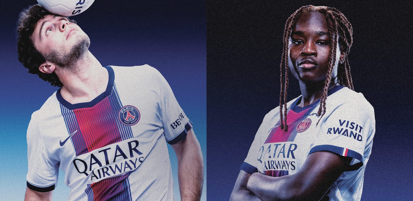 Jogadores com a nova camisa Away do PSG