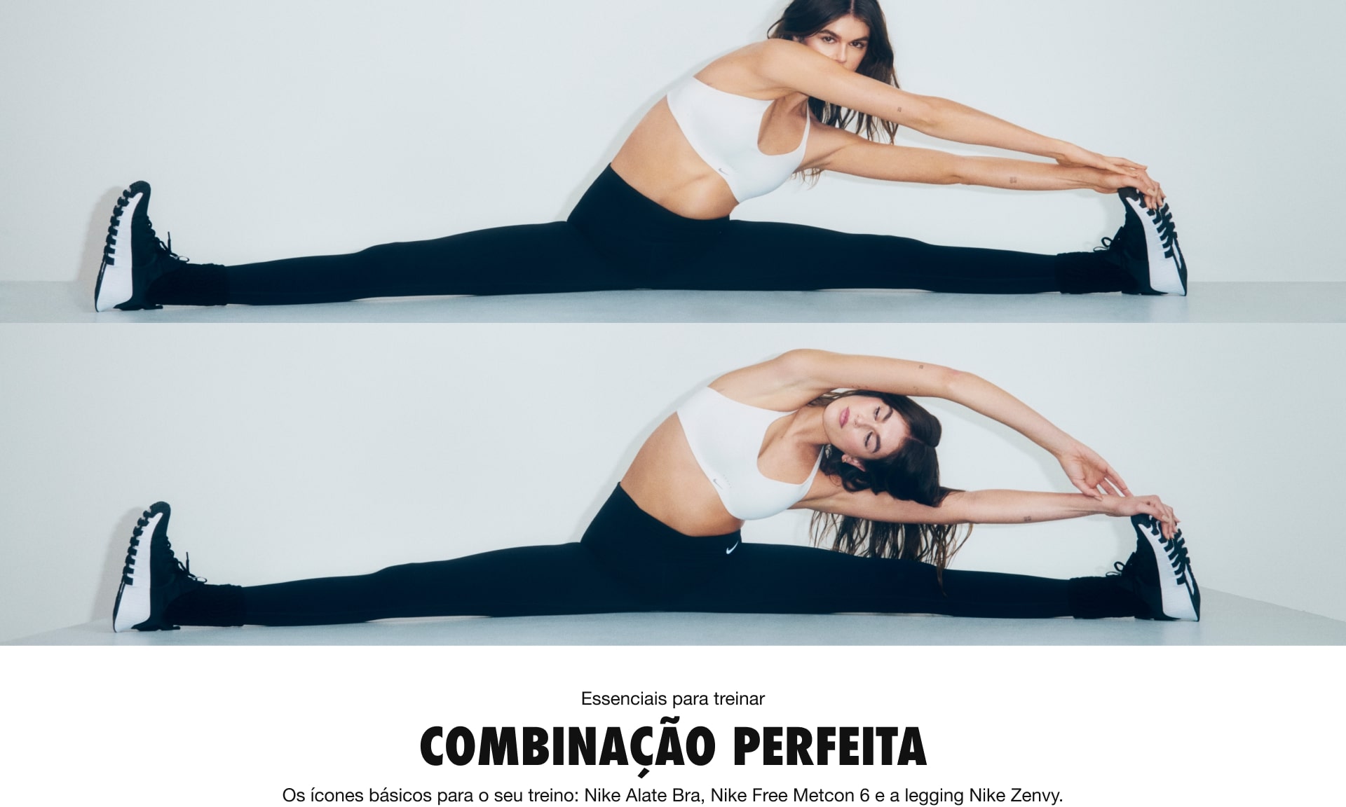 COMBINAÇÃO PERFEITA - Os ícones básicos para o seu treino: Nike Alate Bra, Nike Free Metcon 6 e a legging Nike Zenvy.