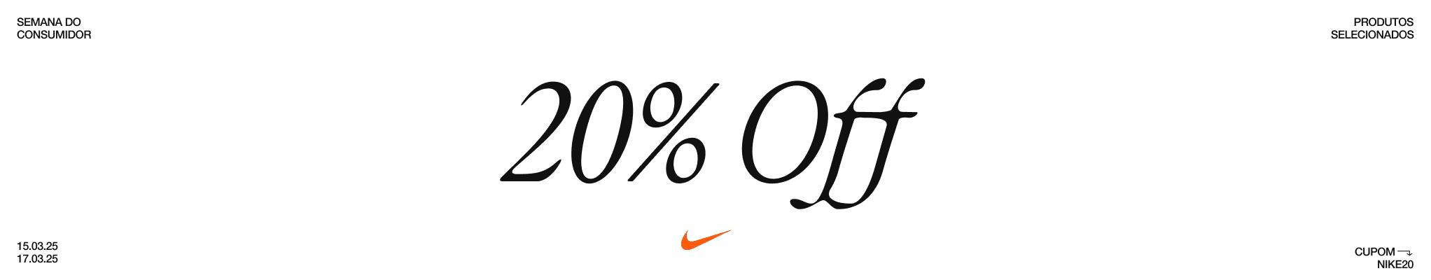Cupom NIKE20 